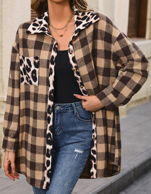 Load image into Gallery viewer, Ivy Lane Plaid Button Up Dropped Shoulder Jacket
