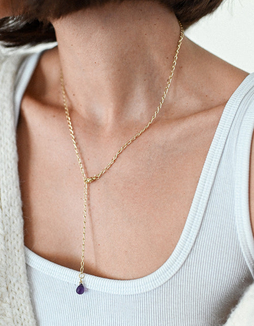 Load image into Gallery viewer, Indali Amethyst Gemstone Drop Necklace - Purple, Semi Precious by Matr Boomie
