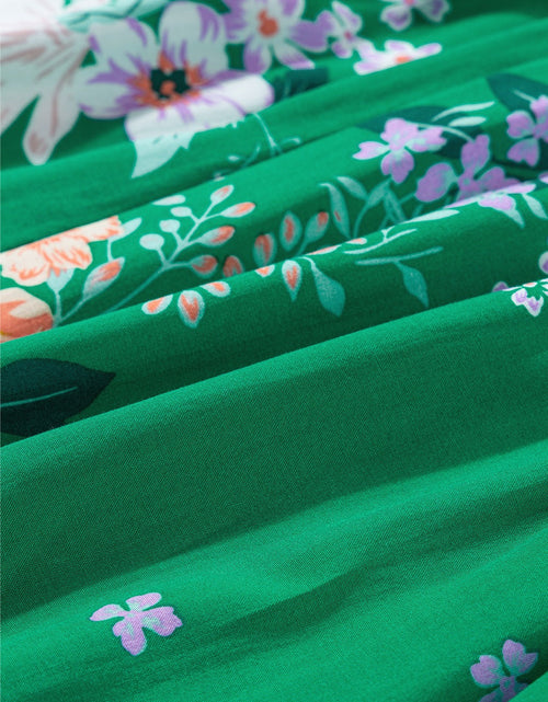 Load image into Gallery viewer, Floral Print Bubble Sleeve Smocked Tiered Midi Dress
