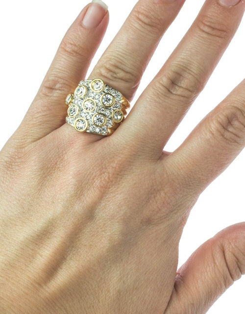 Load image into Gallery viewer, Vintage Pave Austrian Crystal Ring Womens Antique Ring 18k Yellow Gold Electroplated Made in USA by PVD Vintage Jewelry
