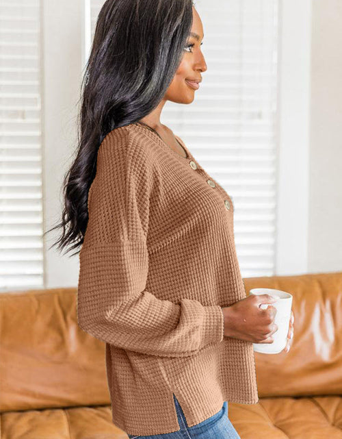 Load image into Gallery viewer, Slit Waffle Knit Long Sleeve T-Shirt
