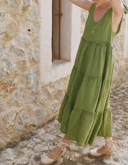 Load image into Gallery viewer, Perfee Tiered Frill V-Neck Sleeveless Dress
