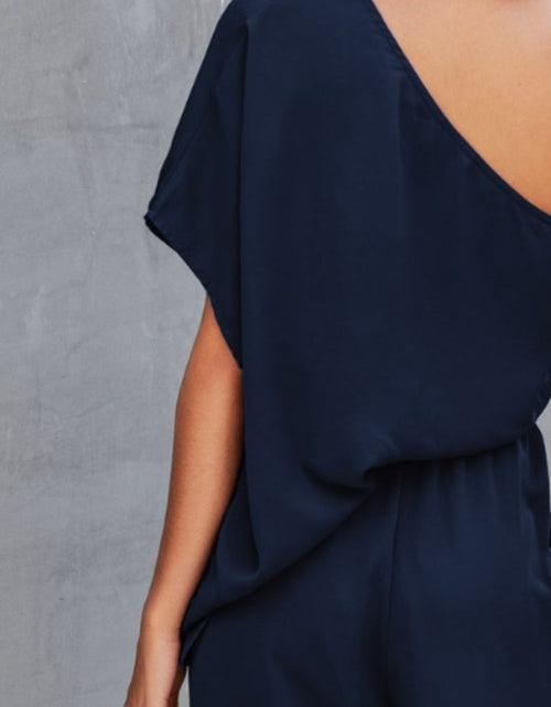Load image into Gallery viewer, Single Shoulder Short Sleeve Jumpsuit
