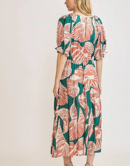 Load image into Gallery viewer, Umgee Full Size Printed Notched Puff Sleeve Midi Dress Plus Size
