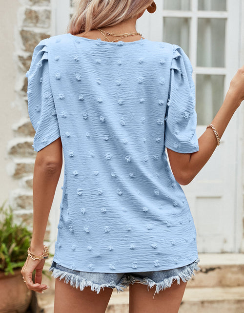 Load image into Gallery viewer, Swiss Dot Short Puff Sleeve Top
