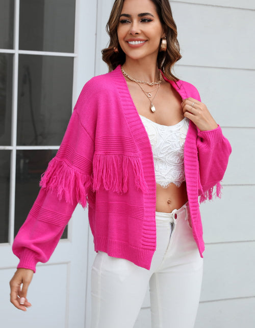 Load image into Gallery viewer, Angel Wings Fringe Trim Open Front Cardigan
