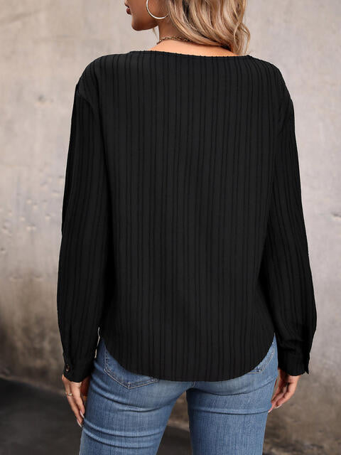 Load image into Gallery viewer, Asymmetrical Neck Decorative Button Top

