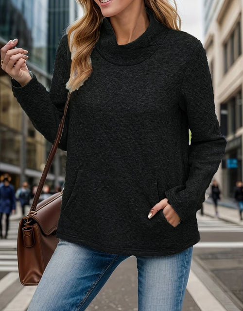 Load image into Gallery viewer, Pocketed Turtleneck Long Sleeve Sweatshirt
