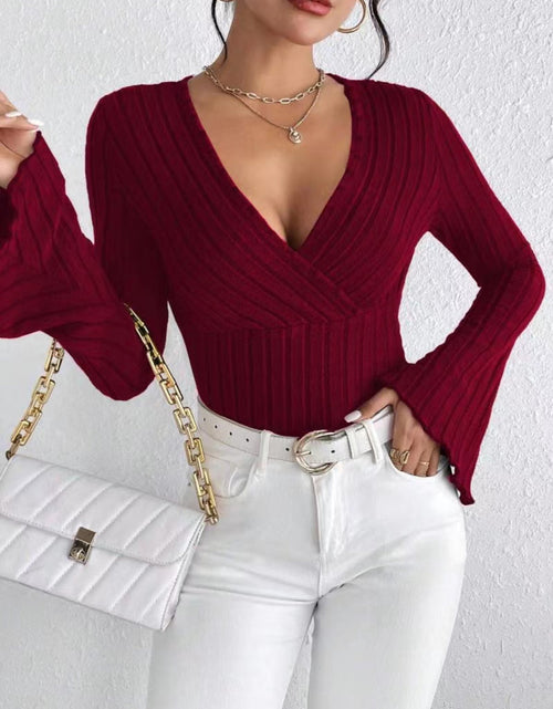 Load image into Gallery viewer, Ribbed Flare Sleeve Top
