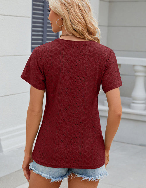 Load image into Gallery viewer, Eyelet Surplice Short Sleeve T-Shirt
