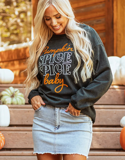 Load image into Gallery viewer, Letter Graphic Round Neck Long Sleeve Sweatshirt
