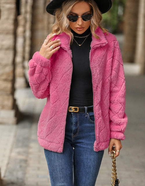 Load image into Gallery viewer, Fuzzy Pocketed Zip Up Jacket

