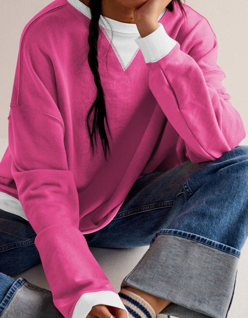 Load image into Gallery viewer, Contrast Dropped Shoulder Long Sleeve Sweatshirt
