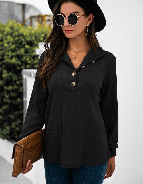 Load image into Gallery viewer, Half Button Long Sleeve T-Shirt
