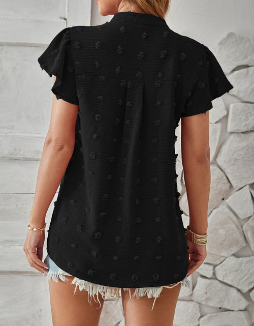 Load image into Gallery viewer, Swiss Dot Notched Cap Sleeve T-Shirt
