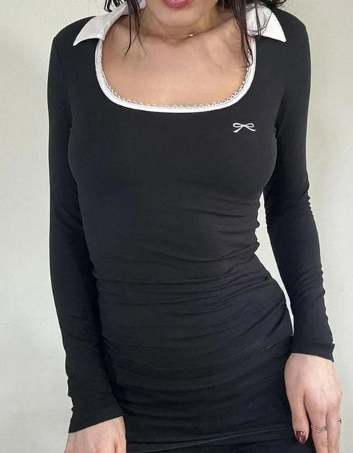 Load image into Gallery viewer, Devine Bow Long Sleeve Slim Knit Top
