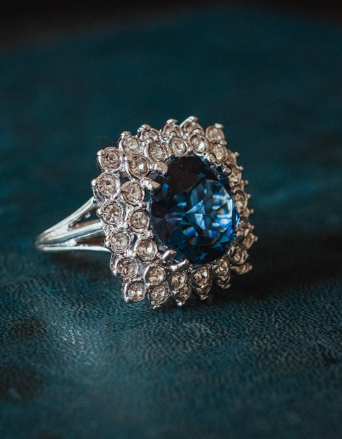 Load image into Gallery viewer, Vintage Austrian Crystal Women's Statement Cocktail Ring 18k Yellow Gold Electroplated Made in the USA by PVD Vintage Jewelry
