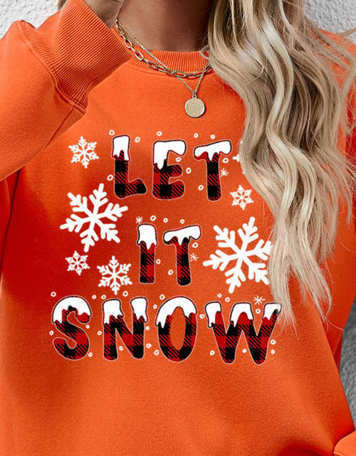 Load image into Gallery viewer, LET IT SNOW Round Neck Long Sleeve Sweatshirt
