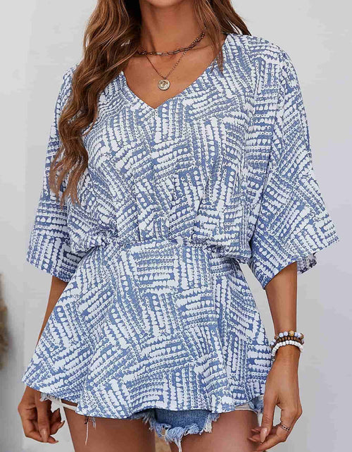 Load image into Gallery viewer, Printed V-Neck Dolman Sleeve Blouse
