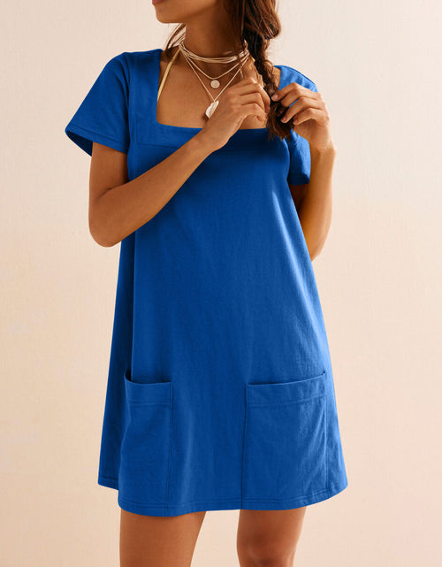Load image into Gallery viewer, Lovelet Square Neck Short Sleeve Mini Tee Dress
