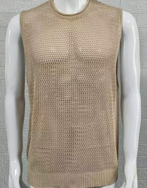 Load image into Gallery viewer, Men's Openwork Round Neck Sleeveless Knit Top
