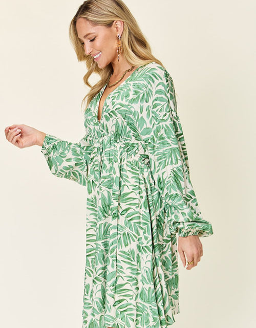 Load image into Gallery viewer, Double Take Full Size Printed Ruched Balloon Sleeve Dress
