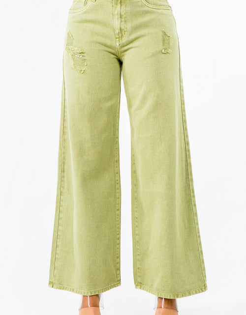 Load image into Gallery viewer, American Bazi High Waist Distressed Wide Leg Jeans
