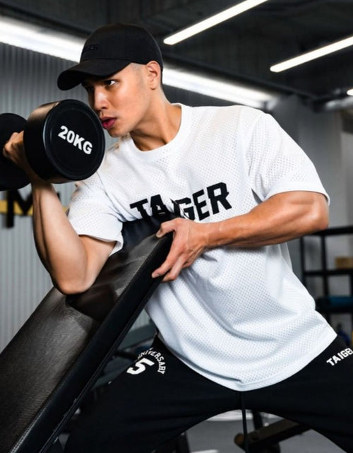Load image into Gallery viewer, Men's Plus Size Letter Graphic Round Neck Half Sleeve T-Shirt
