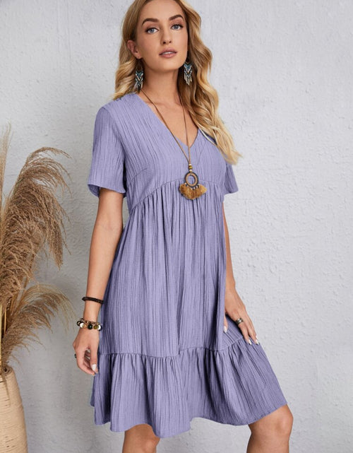 Load image into Gallery viewer, Full Size V-Neck Short Sleeve Dress
