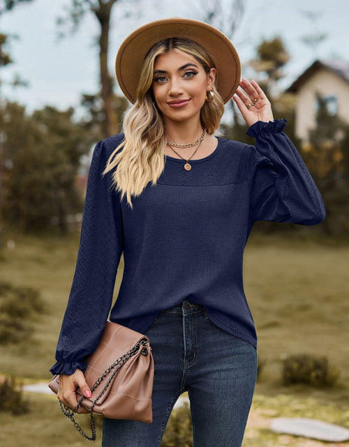 Load image into Gallery viewer, Round Neck Puff Sleeve Blouse
