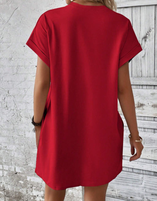 Load image into Gallery viewer, Round Neck Short Sleeve Mini Tee Dress with Pockets
