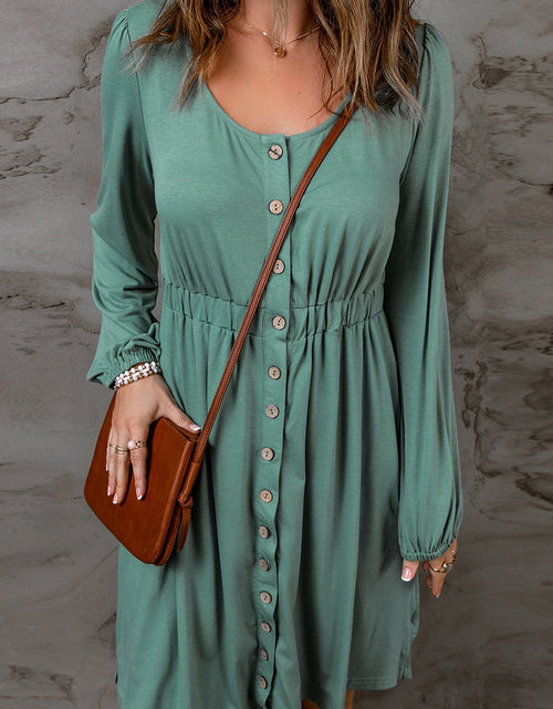 Load image into Gallery viewer, Julianna Button Up High Waist Long Sleeve Dress by Poppy Lee Lane
