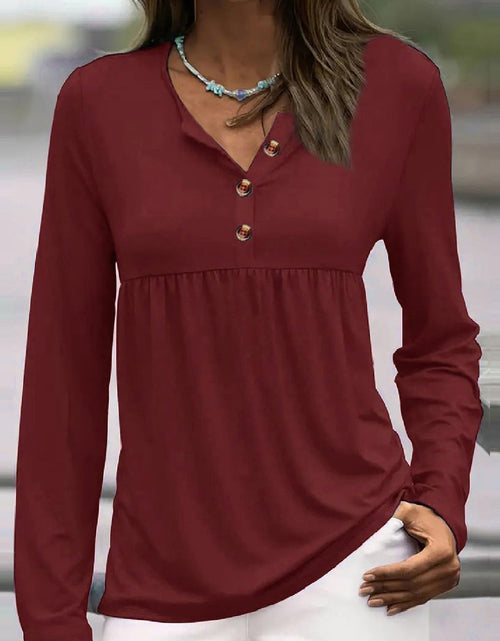 Load image into Gallery viewer, Half Button Long Sleeve T-Shirt
