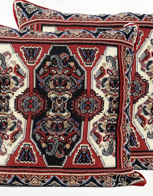 Load image into Gallery viewer, DaDalogy Elegant Majestic Kilim Red Rug Ornate Tapestry Throw Pillow Covers 16" x 16" (18195) by DaDa Bedding Collection
