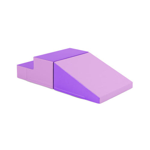 Load image into Gallery viewer, 2-Piece Step and Slide Climber for Infants and Toddlers Baby Soft Play Set Foam Blocks-Purple
