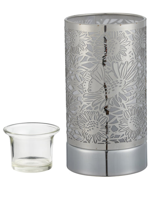 Load image into Gallery viewer, 7" touch lamp-Fragrance Wax Melts Warmer -Electric Candle Essential Oil Burner-Metal Silver Sunflower Table Decor by Peterson Housewares &amp; Artwares
