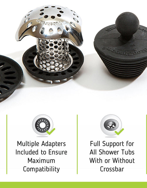 Load image into Gallery viewer, TubShroom Ultra (Stainless) Plus StopShroom® Plug Combo for Tub Drains by TubShroom.com
