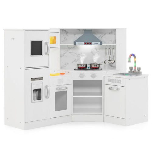 Load image into Gallery viewer, Kids Corner Pretend Kitchen Playset with Separated Washing Basin-White
