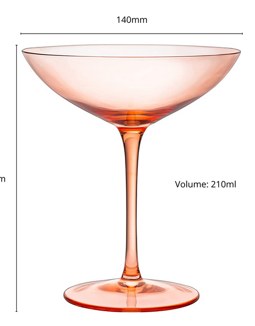 Load image into Gallery viewer, The Wine Savant Champagne Coupes 12oz Colorful Champagne Glasses, Prosecco, Mimosa Glasses Set, Cocktail Glass Set, Bar Glassware Luster Glasses (2, Orange) by The Wine Savant
