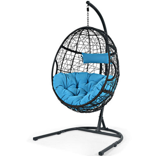 Load image into Gallery viewer, Hanging Cushioned Hammock Chair with Stand-Blue
