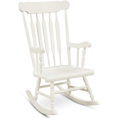 Load image into Gallery viewer, Rocking Chair with Solid Wooden Frame for Garden and Patio-White

