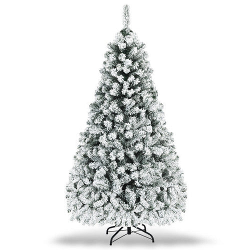 Load image into Gallery viewer, Pre-Lit Premium Snow Flocked Hinged Artificial Christmas Tree-6 ft
