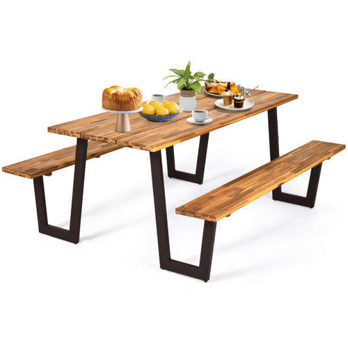 Load image into Gallery viewer, Patented 70 Inch Dining Table Set with Seats and Umbrella Hole
