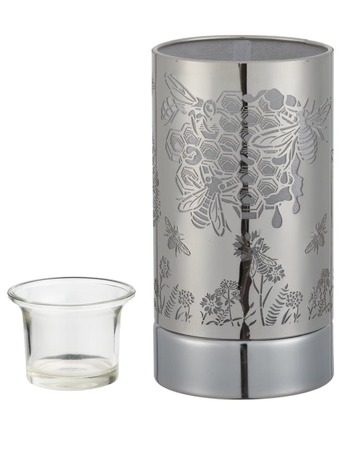 Load image into Gallery viewer, 7" touch lamp-Fragrance Wax Melts Warmer -Electric Candle Essential Oil Burner-Metal Silver Honeybee Table Decor by Peterson Housewares &amp; Artwares
