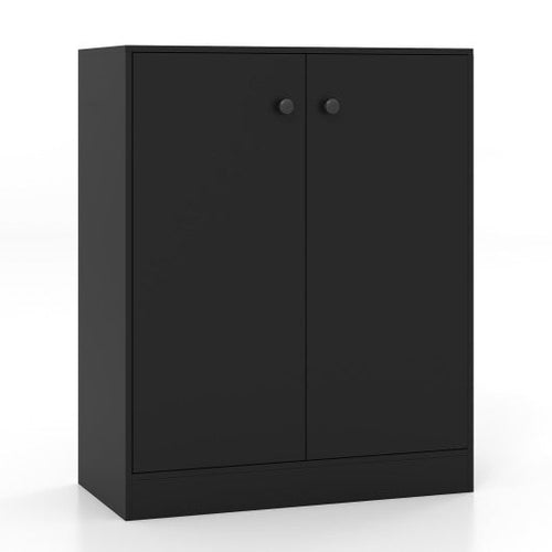 Load image into Gallery viewer, 2-Door Modern Floor Storage Cabinet with 3-Tier Shelf-Black
