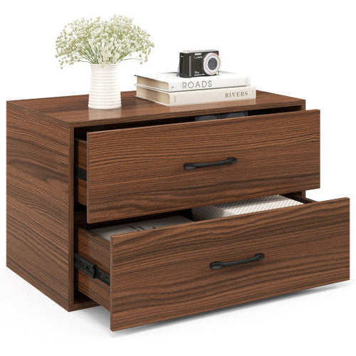 Load image into Gallery viewer, 2-Drawer Stackable Horizontal Storage Cabinet Dresser Chest with Handles-Espresso
