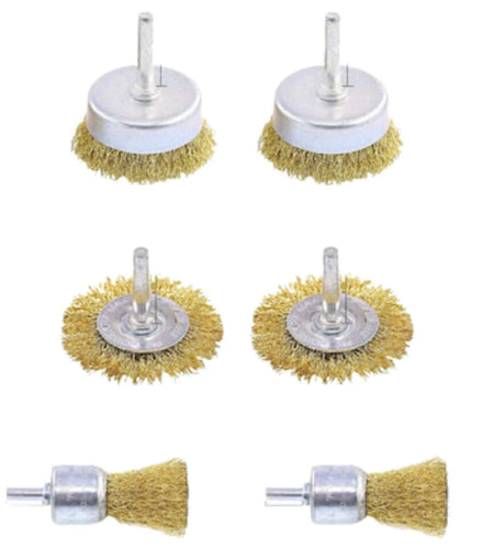 2-Pack 3 Pcs Wire Brush Wheel Set Cup Drill Bit Rust Paint Attachment 1/4" USA