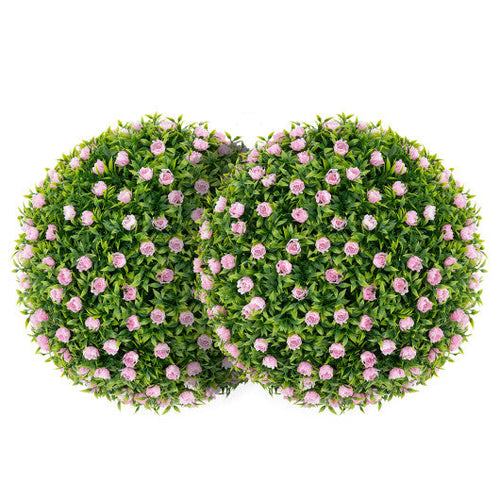 Load image into Gallery viewer, 2 PCS Artificial Plant Topiary Balls 17.5 Inch Faux Decorative Balls with Pink Flowers
