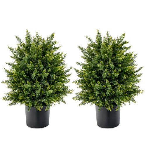 Load image into Gallery viewer, 2-Pack Artificial Cedar Topiary Ball Tree with Cement Pot
