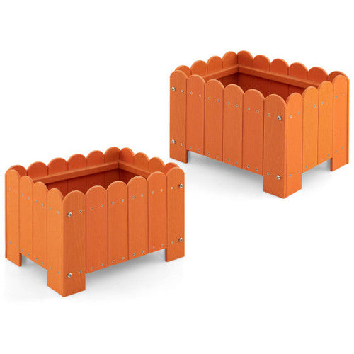 Load image into Gallery viewer, 2 Pack Rectangular Planter Box with Drainage Gaps for Front Porch Garden Balcony-Orange
